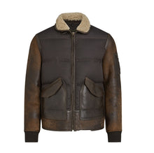 Load image into Gallery viewer, Men’s B3 Vintage Brown Leather Jacket - Shearling leather
