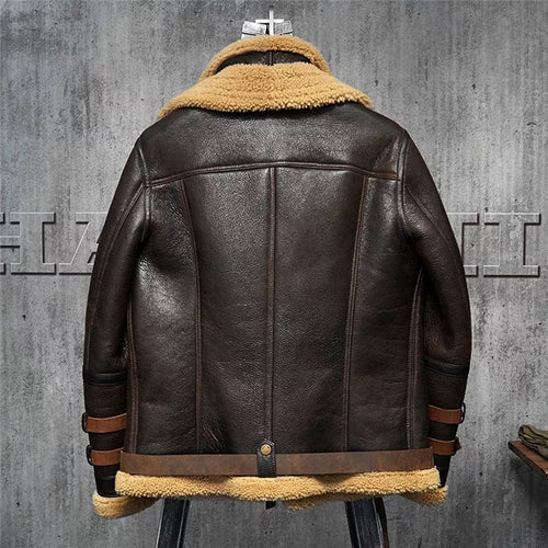 Men B3 Flight Sheepskin Aviator Fur Real Leather Jacket On Sale
