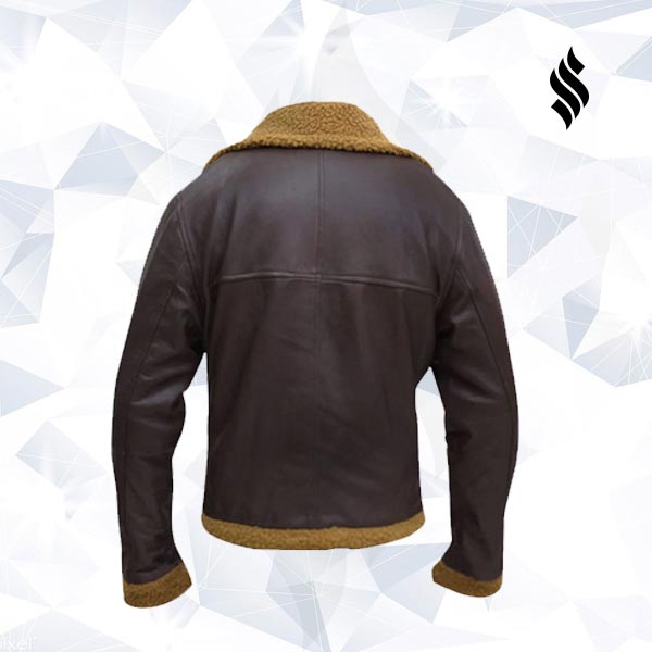 B3 Men Flying Aviator Winter Shearling Fur Pilot Sheepskin Bomber Leather Jacket - Shearling leather