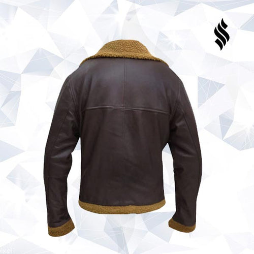 B3 Men Flying Aviator Winter Shearling Fur Pilot Sheepskin Bomber Leather Jacket - Shearling leather