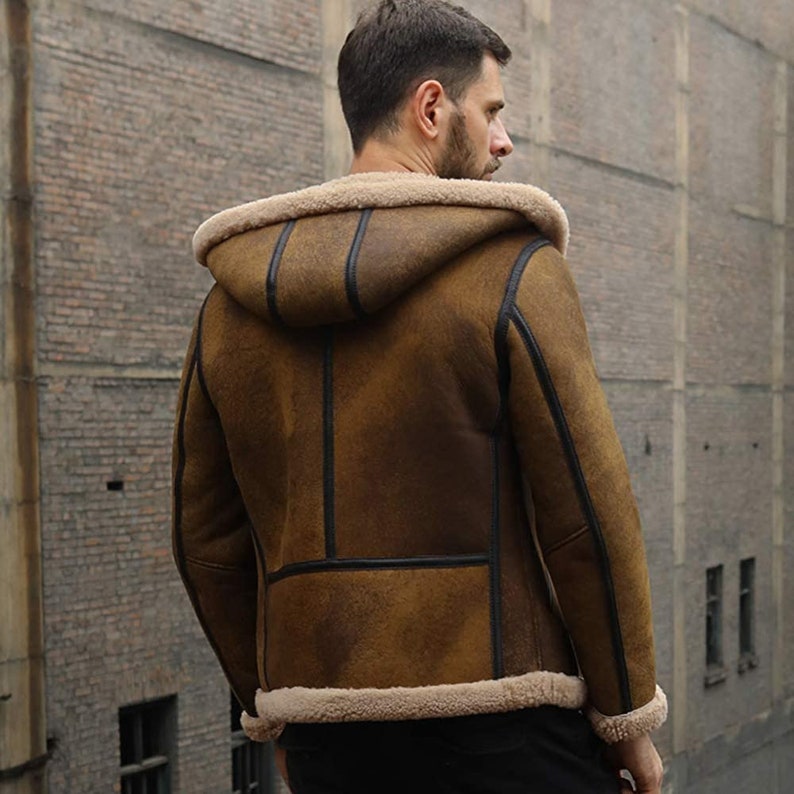 Brown Shearling Aviator Leather Bomber Jacket | Shearling Fur Jackets