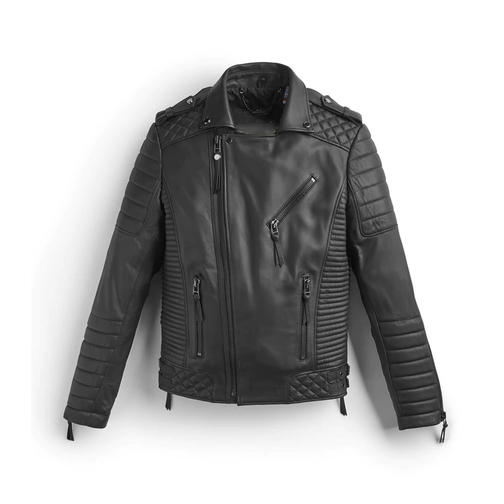 Men Black Motorcycle Riding Motorbike Jacket