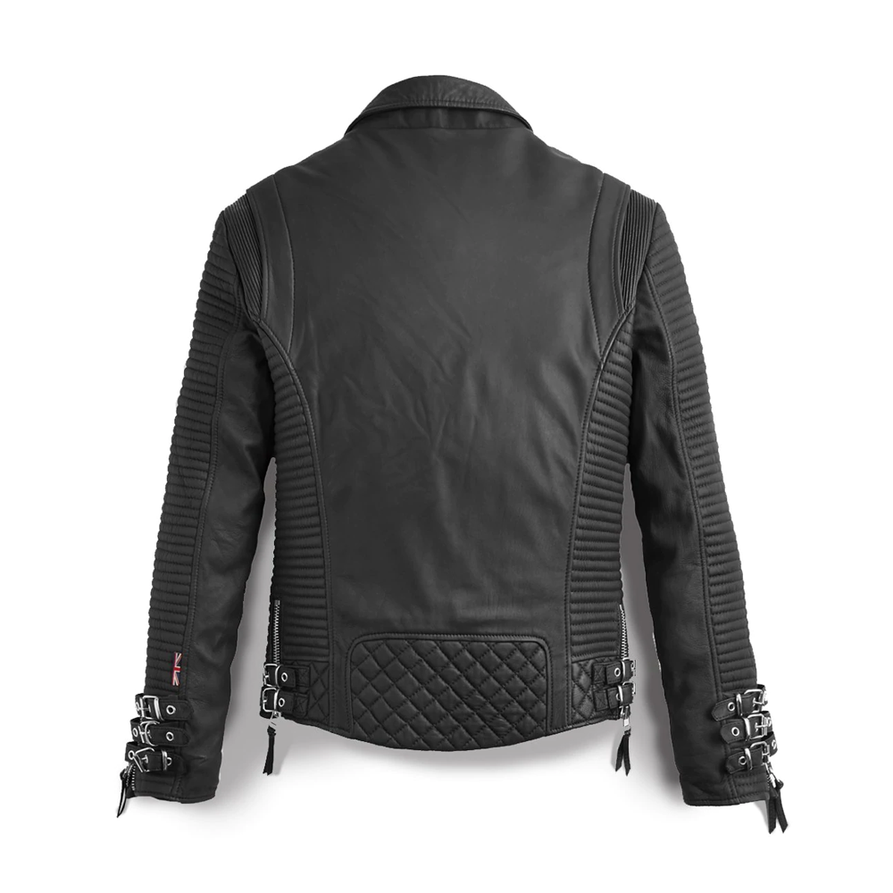 Black Motorcycle Jacket For Men Biker Addition With Pattern