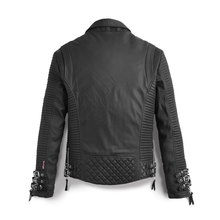Load image into Gallery viewer, Black Motorcycle Jacket For Men Biker Addition With Pattern
