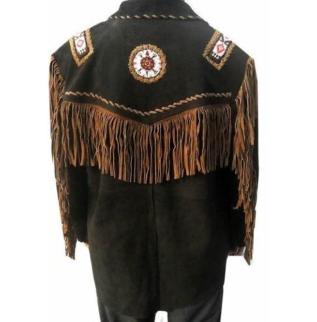 Western Cowboy Brown Suede Leather Jacket, Fringes Cowboy Jacket - Shearling leather