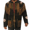 Western Cowboy Brown Suede Leather Jacket, Fringes Cowboy Jacket - Shearling leather