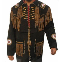 Load image into Gallery viewer, Western Cowboy Brown Suede Leather Jacket, Fringes Cowboy Jacket - Shearling leather
