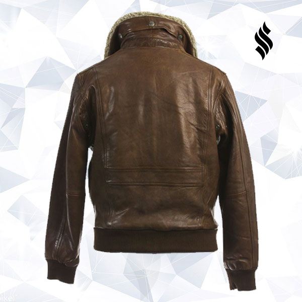 Brown Leather Aviator Jacket With Badges | Buy Brown Aviator Jackets