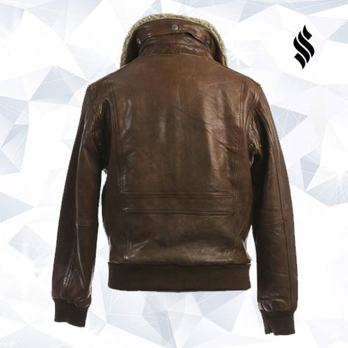Brown Leather Aviator Jacket With Badges | Buy Brown Aviator Jackets