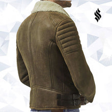 Load image into Gallery viewer, Brown Aviator Leather Jacket Men | Buy Men Aviator Leather Jackets Now
