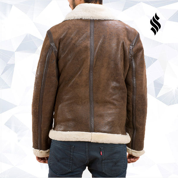 Forest Double Face Shearling Distressed Leather Jacket - Shearling leather