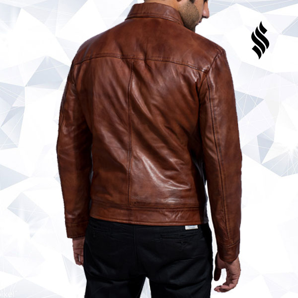 Inferno Brown Leather Jacket - Shearling leather