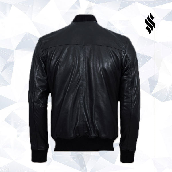 Men Biker Bomber Jacket - Shearling leather