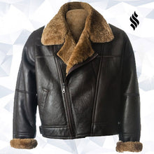 Load image into Gallery viewer, Men Black B3 Sheepskin Jacket - Shearling leather
