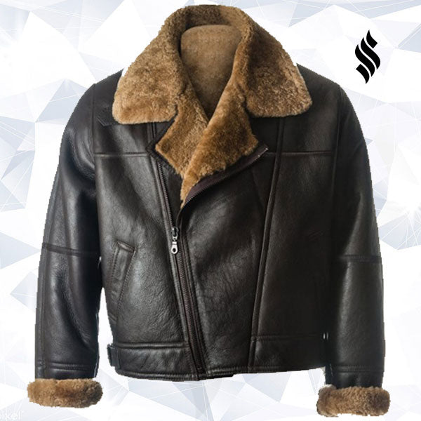 Men Black B3 Sheepskin Jacket - Shearling leather
