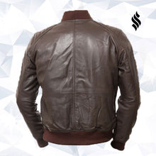 Load image into Gallery viewer, Men Dark Brown Bomber Jacket - Shearling leather
