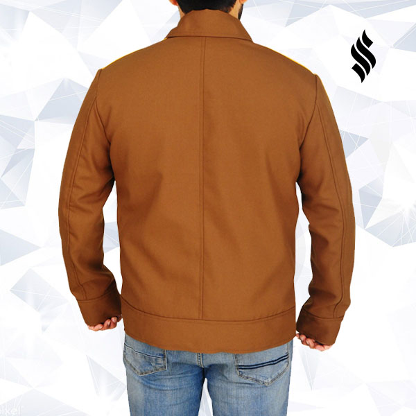 Men Stylish Brown Cotton Jacket - Shearling leather