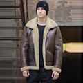 Best Mens B3 Flight Aviator Shearling Sheepskin Leather Jacket Coat