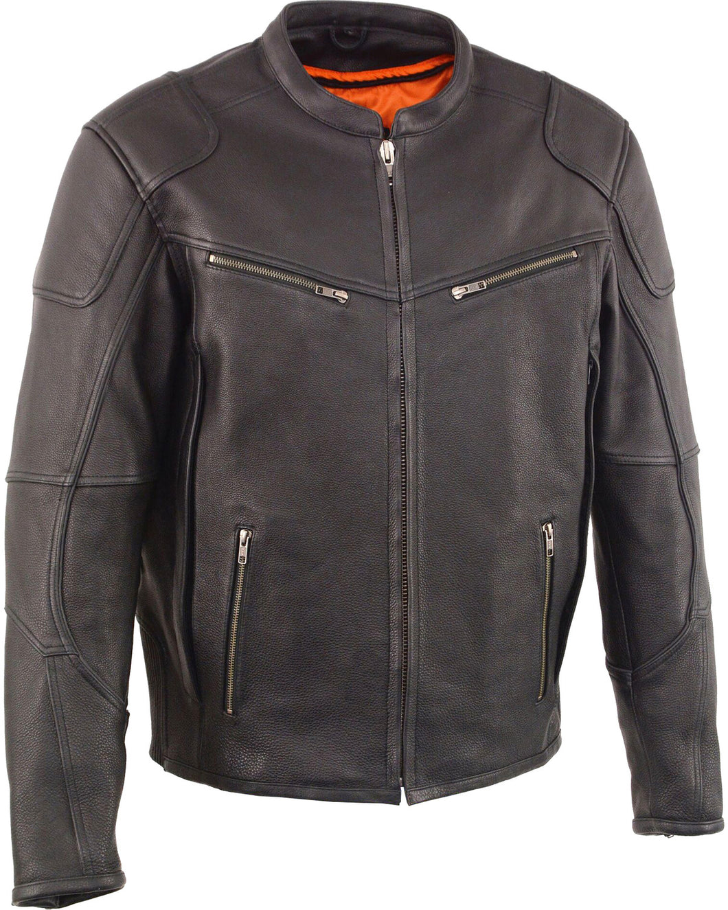 Men's Black Cool Tec Leather Biker Jacket 