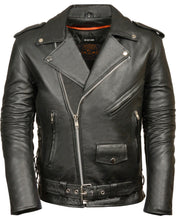 Load image into Gallery viewer, Men&#39;s Classic Side Lace Police Style Motorcycle Jacket
