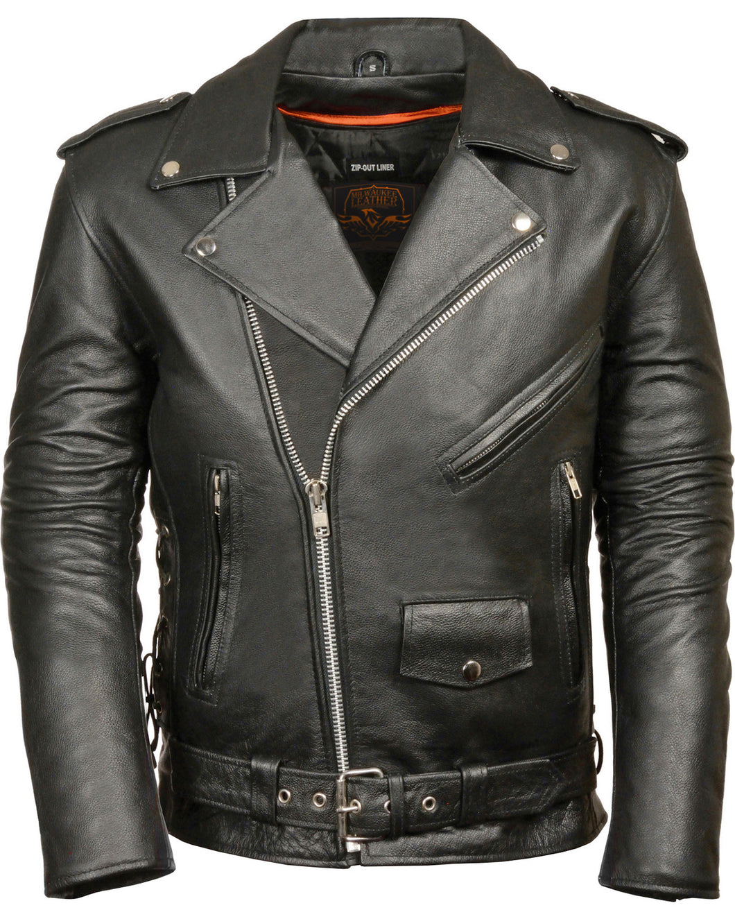 Men's Classic Side Lace Police Style Motorcycle Jacket