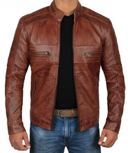 Load image into Gallery viewer, Austin Chocolate Brown Waxed Leather Jacket
