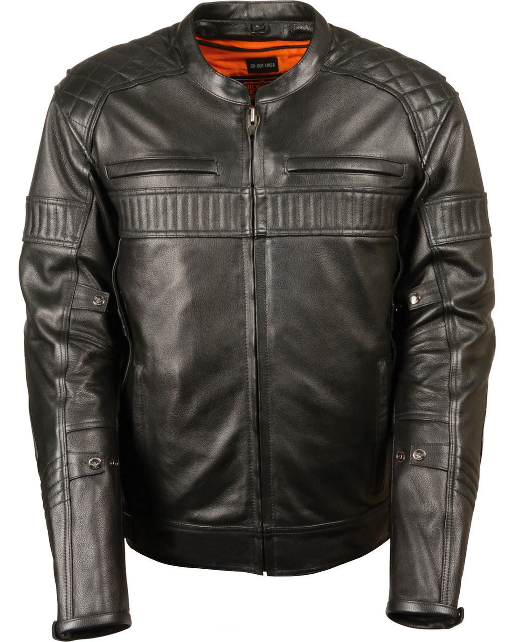 Men's Black Quilted Pattern Scooter Motorbike Riding Biker Leather Jacket