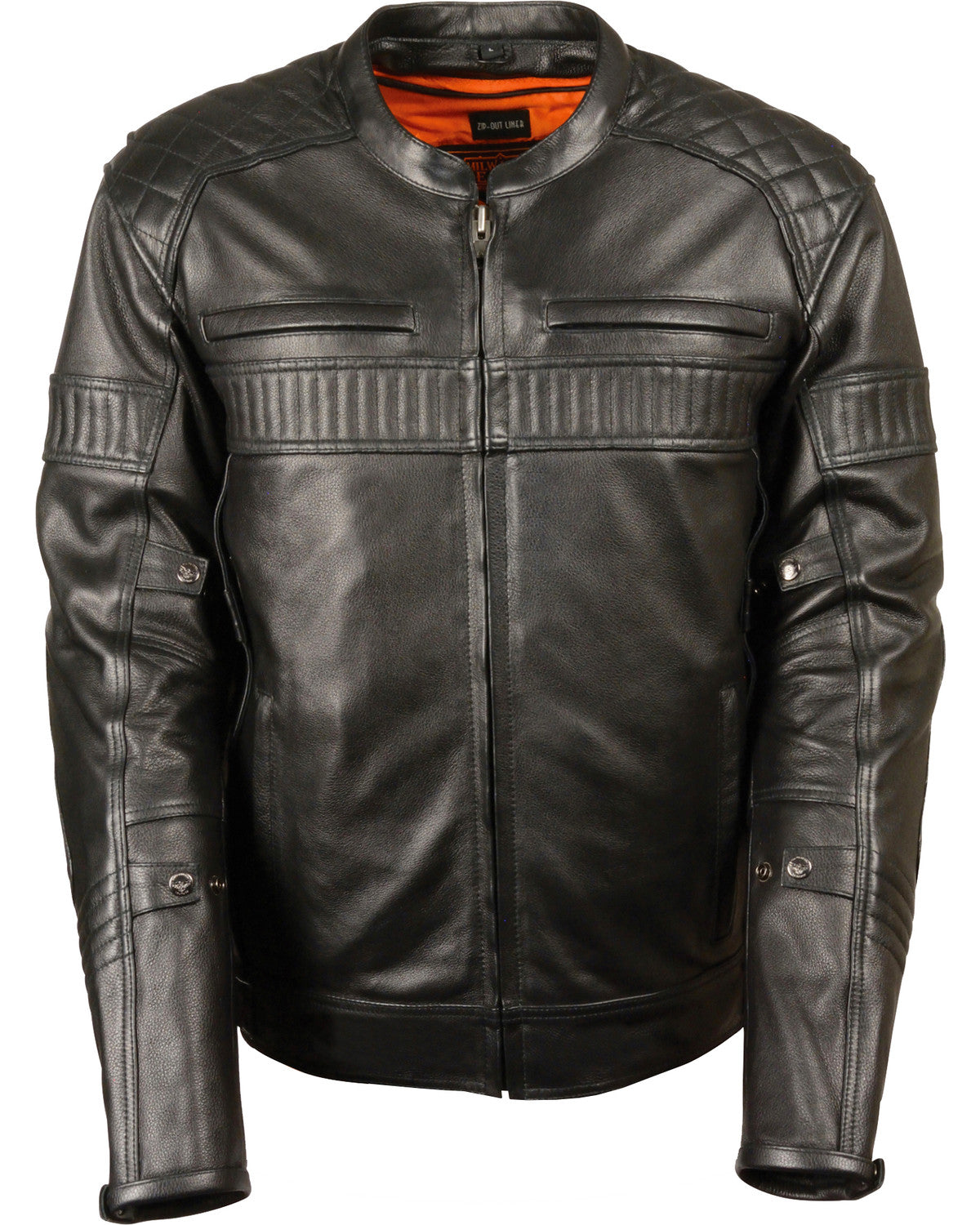 Men's Black Quilted Pattern Scooter Motorbike Riding Biker Leather Jacket