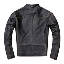 Load image into Gallery viewer, Mens Vintage Black Leather Motorcycle Jacket
