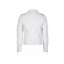 Load image into Gallery viewer, White Leather Biker Jacket Mens Double Breast Style
