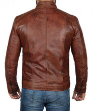 Load image into Gallery viewer, Brown Waxed Leather Jacket | Leather Biker Jacket | Motorbike Jackets
