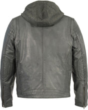Load image into Gallery viewer, Men&#39;s Zipper Front Leather Jacket w/ Removable Hood
