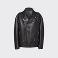 women's black leather biker jacket