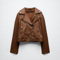 Brown Leather Biker Jacket