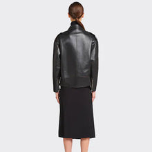 Load image into Gallery viewer, women&#39;s black leather biker jacket
