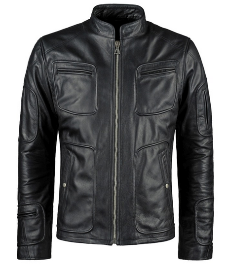 Men's Black Biker Armoured Riding Motorcycle Leather Jacket