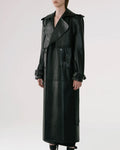 Black Sheepskin Duster Leather Trench Coat