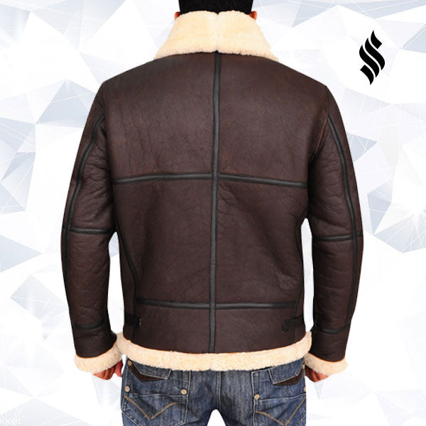 Men B3 Bomber Aviator Shearling Real Leather Jacket