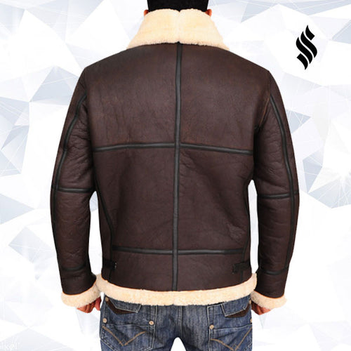 Men B3 Bomber Aviator Shearling Real Leather Jacket