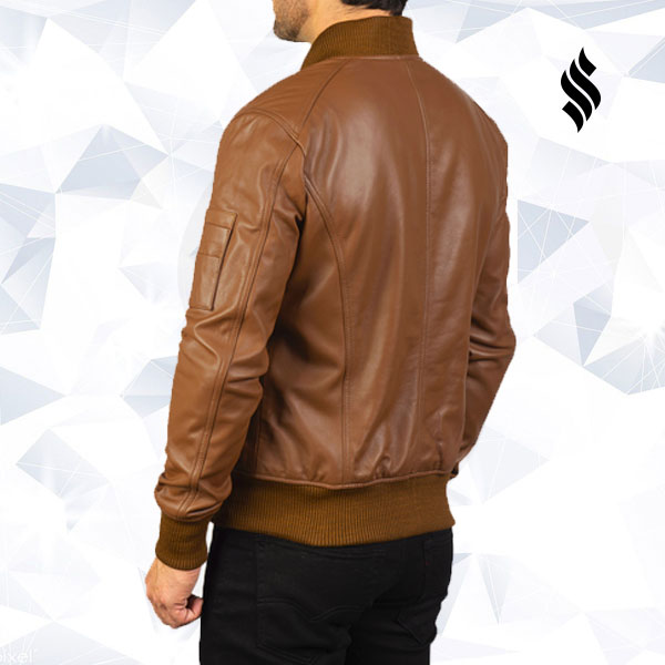 Bomia Ma-1 Brown Leather Bomber Jacket - Shearling leather