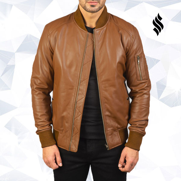 Bomia Ma-1 Brown Leather Bomber Jacket - Shearling leather