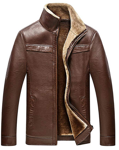 Brown Fur Leather Jacket - Shearling leather