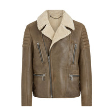 Load image into Gallery viewer, Men’s Brown Vintage B3 Shearling Jacket - Shearling leather

