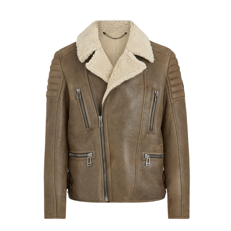 Men’s Brown Vintage B3 Shearling Jacket - Shearling leather