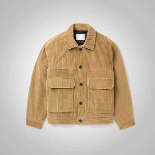 Brown Mens Perfect Fit Corduroy Jacket