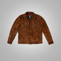 Brown Suede Leather Trucker Jacket