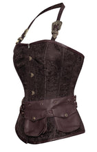 Load image into Gallery viewer, Newton Brown Corset with Strap and Faux Leather Pouch - Shearling leather
