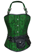 Naomie Green Corset with Strap and Faux Leather Pouch - Shearling leather