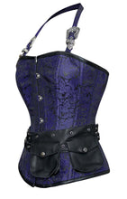 Load image into Gallery viewer, Mbatha Blue Corset with Strap and Faux Leather Pouch - Shearling leather
