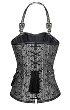 Load image into Gallery viewer, Christie Silver Corset with Strap and Faux Leather Pouch - Shearling leather
